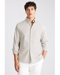 Moss - Light Taupe Washed Cotton Oxford Shirt - Lyst