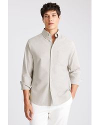 Moss - Light Taupe Washed Cotton Oxford Shirt - Lyst