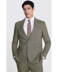 Moss - Slim Fit Sage Herringbone Tweed Suit Jacket - Lyst