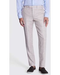 Moss - Tailored Fit Oatmeal Linen Trousers - Lyst