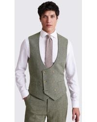 Moss - Regular Fit Sage Herringbone Waistcoat - Lyst