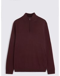 Moss - Wine Merino-Blend Zip-Neck Jumper - Lyst