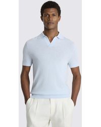 Moss - Light Linen-Blend Skipper Polo Shirt - Lyst