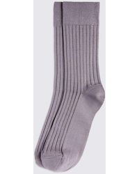Moss - Mauve Mercerised Ribbed Sock - Lyst