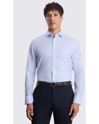 Moss - Tailored Fit Sky Stripe Narrow Non Iron Cotton Shirt - Lyst