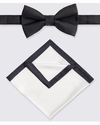 Moss - Textured Pre-Tied Bow Tie & Hank Set - Lyst