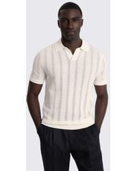 Moss - Off- Pointelle Linen-Blend Skipper Polo Shirt - Lyst