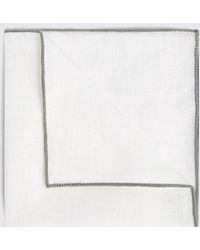 Moss - Linen Pocket Square With Sage Border - Lyst
