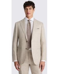Moss - Tailored Fit Neutral Delave Linen Suit Jacket - Lyst