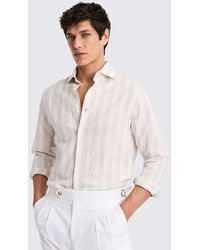 Moss - Cotton Linen Camel Stripe Shirt - Lyst