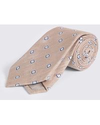 Moss - Neutral Clover Medallion Linen & Silk Tie - Lyst
