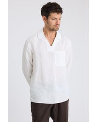 Moss - Popover V-Neck Linen Shirt - Lyst