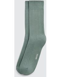 Moss - Dark Sage Fine Ribbed Socks - Lyst