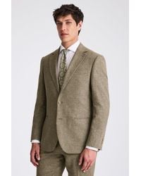 Moss - Regular Fit Khaki Cotton Linen Suit Jacket - Lyst