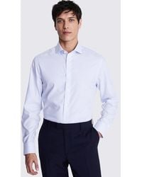 Moss - Tailored Fit Sky Royal Oxford Stripe Non-Iron Shirt - Lyst