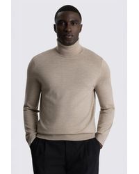 Moss - Taupe Melange Merino Roll-Neck Jumper - Lyst