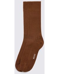 Moss - Chestnut Mercerised Ribbed Sock - Lyst