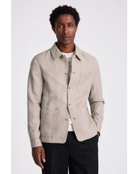 Moss - Taupe Wool Linen 3 Pocket Shacket - Lyst