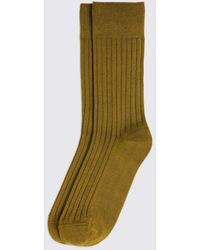 Moss - Mercerised Ribbed Socks - Lyst