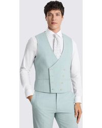 Moss - Slim Fit Aqua Marl Waistcoat - Lyst