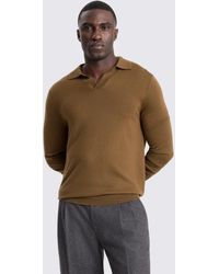 Moss - Tobacco Merino Skipper Polo Shirt - Lyst