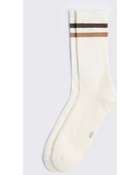 Moss - Off- Chocolate & Taupe Stripe Socks - Lyst