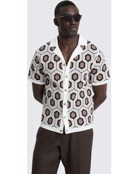 Moss - Geometric Cotton Crochet Cuban Collar Shirt - Lyst