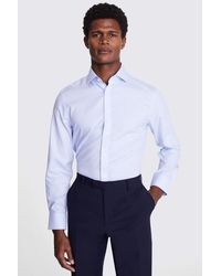 Moss - Tailored Fit Sky Non-Iron Puppytooth Shirt - Lyst