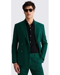 Moss - Slim Fit Emerald Matte Linen Suit Jacket - Lyst