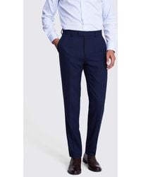 Moss - Tailored Fit Ink Herringbone Trousers - Lyst
