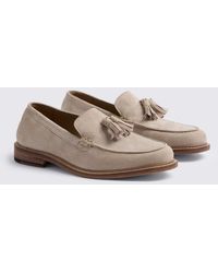 Moss - Finchley Stone Suede Loafers - Lyst