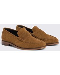 Moss - Italian Suede Tobacco Ruched Loafers - Lyst