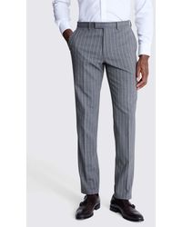 Moss - Tailored Fit Sage Stripe Performance Trousers - Lyst