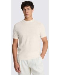 Moss - Off- Linen-Blend Crew-Neck T-Shirt - Lyst