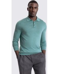 Moss - Merino-Blend Long-Sleeve Polo Shirt - Lyst