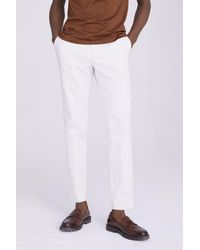 Moss - Slim Fit Off White Stretch Chinos - Lyst