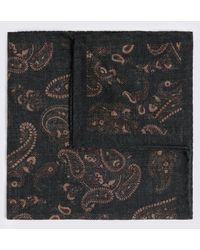 Tessitura bottinelli - Bottinelli Dark Wool Paisley Pocket Square - Lyst