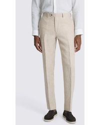 Moss - Slim Fit Neutral Delave Linen Trouser - Lyst