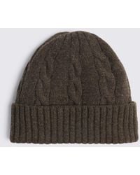 Moss - Chocolate Cable-Knit Wool Beanie - Lyst