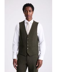 Moss - Slim Fit Khaki Donegal Waistcoat - Lyst
