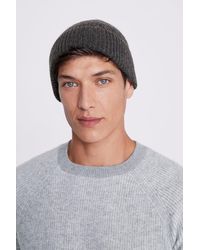 Moss - Charcoal Cashmere Blend Ribbed Beanie - Lyst