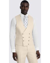 Moss - Tailored Fit Neutral Twill Linen Waistcoat - Lyst