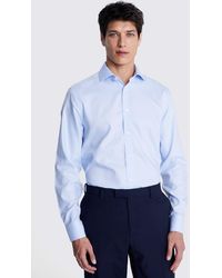 Moss - Tailored Fit Sky Royal Oxford Non-Iron Cotton Shirt - Lyst