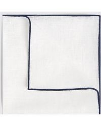 Moss - Linen Pocket Square With Border - Lyst