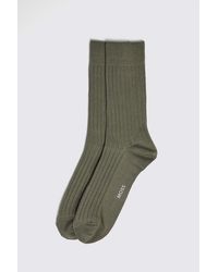 Moss - Sage Fine Ribbed Socks - Lyst