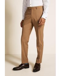 Moss London Slim Fit Camel Trousers - Natural
