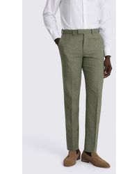 Moss - Tailored Fit Sage Herringbone Trousers - Lyst