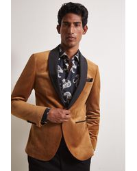 Moss London Slim Fit Camel Velvet Dresswear Jacket - Multicolour