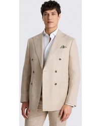 Moss - Tailored Fit Neutral Delave Linen Suit Jacket - Lyst