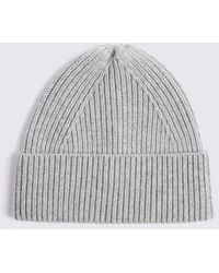 Moss - Light Cashmere Blend Ribbed Beanie - Lyst